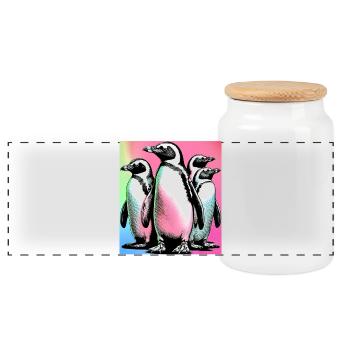 Pingouins Pingouins - Boîte à biscuits avec couvercle en bois - blanc - Devant