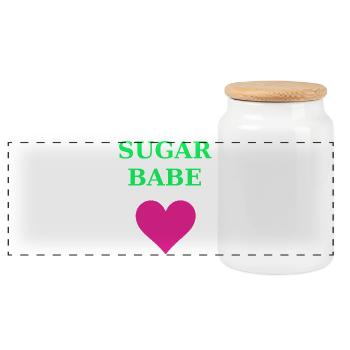 Sugar Babe Heart Neon - Panoramic Cookie Jar with Wooden Lid - white - Front