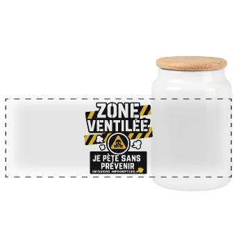 Zone Ventilée – Je pète sans prévenir - Boîte à biscuits avec couvercle en bois - blanc - Devant
