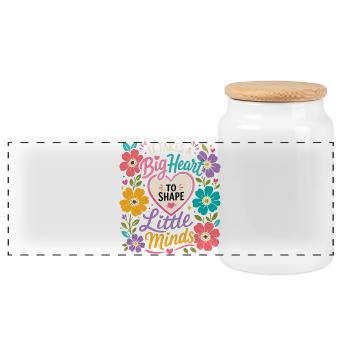 Grand Cœur Petits Esprits - Enseignant Enseignant Flowers - Boîte à biscuits avec couvercle en bois - blanc - Devant