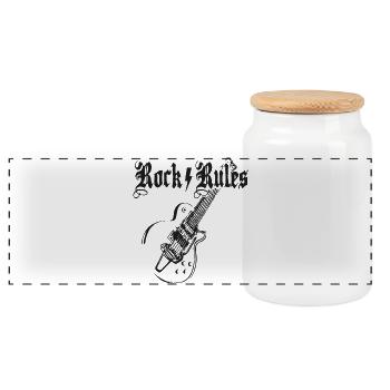 Guitare Rock Noir Vintage - Boîte à biscuits avec couvercle en bois - blanc - Devant