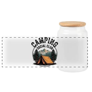 Camping Social Club Montagne - Panoramic Cookie Jar with Wooden Lid - white - Front