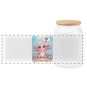 Axolotl - Panorama Keksdose mit Holzdeckel - Weiß - Vorne