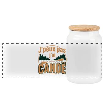 J'peux pas j'ai CANOË - Boîte à biscuits avec couvercle en bois - blanc - Devant