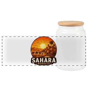 Sahara Morocco Desert Sunset - Panoramic Cookie Jar with Wooden Lid - white - Front