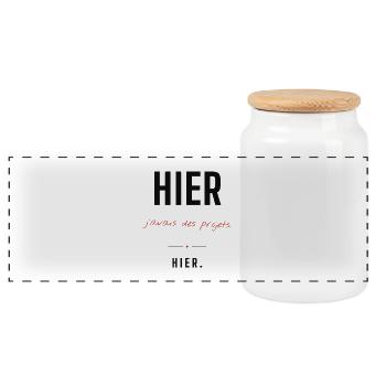 Hier, j'avais des projets – Typo rouge - Boîte à biscuits avec couvercle en bois - blanc - Devant