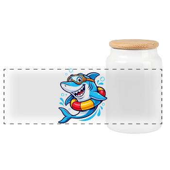 Cool Bath Shark - Panoramic Cookie Jar with Wooden Lid - white - Front