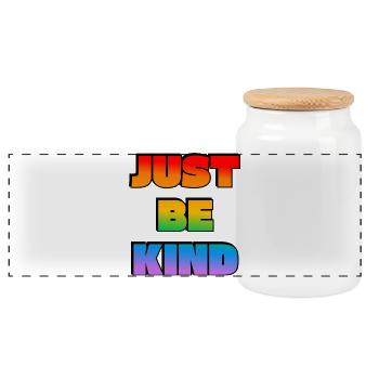 Just Be Kind Gradient - Panoramic Cookie Jar with Wooden Lid - white - Front