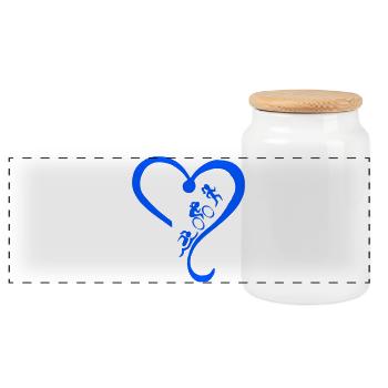 Triathlon-holic - Panoramic Cookie Jar with Wooden Lid - white - Front