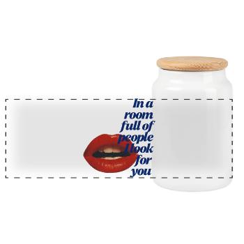 In A Room Full Of People Romantic Retro Typography - Panoramic Cookie Jar with Wooden Lid - white - Front