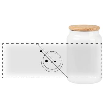 Orbit Symbol I Moderne Linienkunst - Panorama Keksdose mit Holzdeckel - Weiß - Vorne