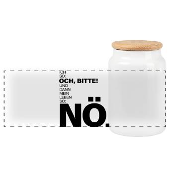 Ich so Och bitte Mein Leben so Nö Spruch - Panorama Keksdose mit Holzdeckel - Weiß - Vorne