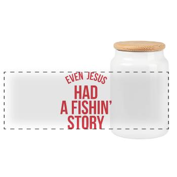 Even Jesus Had a Fishin' Story - Panorama Keksdose mit Holzdeckel - Weiß - Vorne
