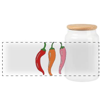 Chili-Trio Illustration - Panorama Keksdose mit Holzdeckel - Weiß - Vorne