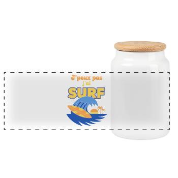 Surf ensoleillé: plage et palmier - Boîte à biscuits avec couvercle en bois - blanc - Devant