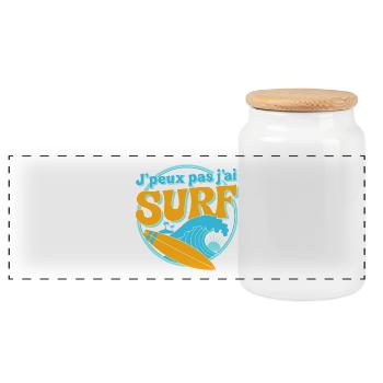 J'peux pas jai Surf - Boîte à biscuits avec couvercle en bois - blanc - Devant
