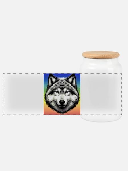 Wolf - Panorama Keksdose mit Holzdeckel - Weiß