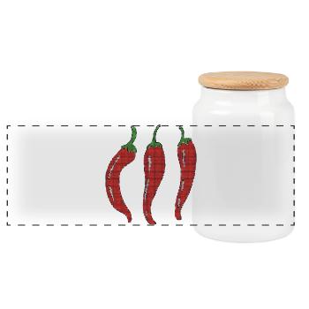 Mosaic Chili Trio - Panoramic Cookie Jar with Wooden Lid - white - Front