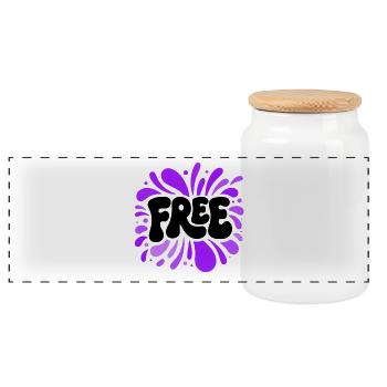 Free Splash Purple - Panoramic Cookie Jar with Wooden Lid - white - Front