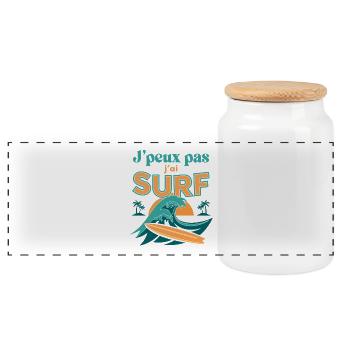 J'peux pas j'ai Surf - Boîte à biscuits avec couvercle en bois - blanc - Devant