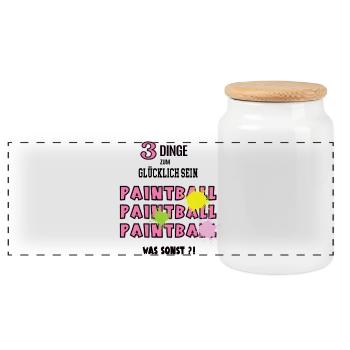 Paintball Was Sonst Spiel Paintballerin Spieler - Panorama Keksdose mit Holzdeckel - Weiß - Vorne
