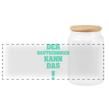 Geschenk für Bautechniker - Panorama Keksdose mit Holzdeckel - Weiß - Vorne