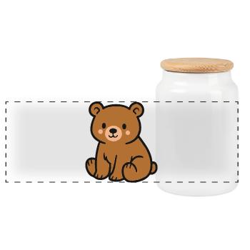 Cuddly bear - Panoramic Cookie Jar with Wooden Lid - white - Front