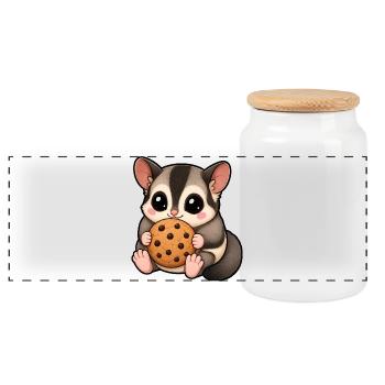 Bande dessinée dessinée Sugar Glider Sweet Biscuit - Boîte à biscuits avec couvercle en bois - blanc - Devant
