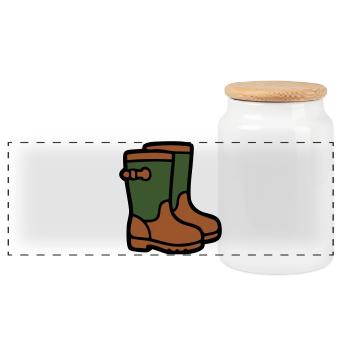 Rubber boots Gardening Muddy weather Rain - Panoramic Cookie Jar with Wooden Lid - white - Front