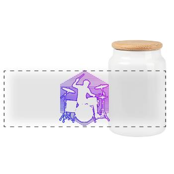 Gift idea for the musician with drum games - Panoramic Cookie Jar with Wooden Lid - white - Front