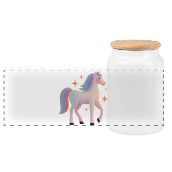 Cheval coloré avec des étoiles - Boîte à biscuits avec couvercle en bois - blanc - Devant