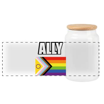 Inklusive Pride-Flagge schwuler Verbündeter - Panorama Keksdose mit Holzdeckel - Weiß - Vorne