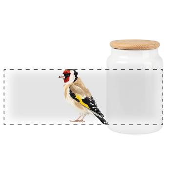 Art géométrique des oiseaux chardonnerets - Boîte à biscuits avec couvercle en bois - blanc - Devant