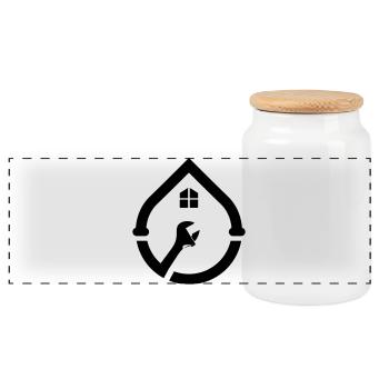 Logo du tuyau d’eau du plombier - Boîte à biscuits avec couvercle en bois - blanc - Devant
