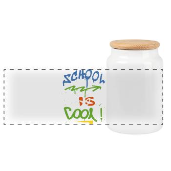 Schule Ist Cool  - Panorama Keksdose mit Holzdeckel - Weiß - Vorne