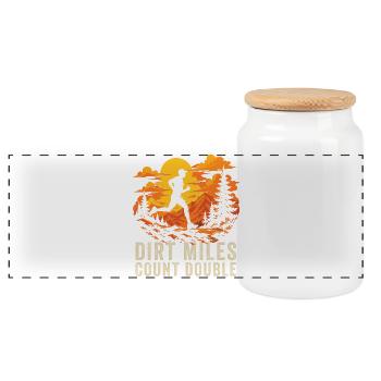 Course en sentier - Les miles en terre comptent double - Boîte à biscuits avec couvercle en bois - blanc - Devant