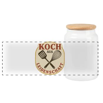 Koch aus Leidenschaft Vintage Patch - Panorama Keksdose mit Holzdeckel - Weiß - Vorne