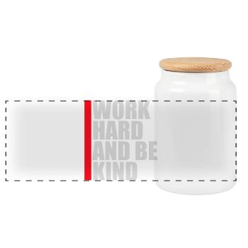 Work Hard And Be Kind Inspirierend Fleiß Güte Logo - Panorama Keksdose mit Holzdeckel - Weiß - Vorne