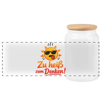 Lustiges Hitzewelle T-Shirt Sommer Spruch - Panorama Keksdose mit Holzdeckel - Weiß - Vorne