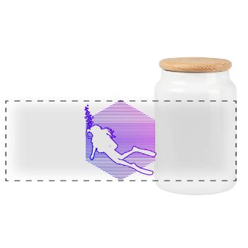 Gift idea for a diving fan with Scuba Diving - Panoramic Cookie Jar with Wooden Lid - white - Front