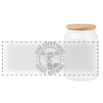Give It Your All Leave Nothing Strength Motif Gym Fitness - Panoramic Cookie Jar with Wooden Lid - white - Front