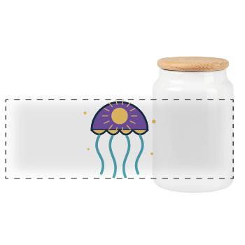 Méduse solaire violet sur fond pourpre - Boîte à biscuits avec couvercle en bois - blanc - Devant