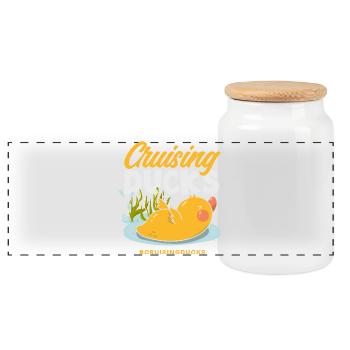 Funny Ducks Motif Ducks Lover Sayings - Panoramic Cookie Jar with Wooden Lid - white - Front