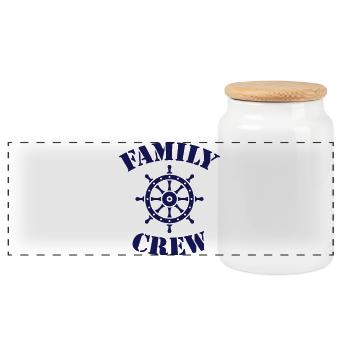 Équipage familial (Gouvernail / Équipage de navire / Marine) - Boîte à biscuits avec couvercle en bois - blanc - Devant