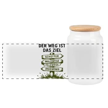 Wegweiser der Wege – Wald und Feld - Panorama Keksdose mit Holzdeckel - Weiß - Vorne