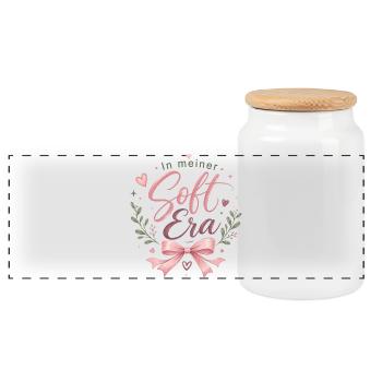 In meiner Soft Era – rosa Script - Panorama Keksdose mit Holzdeckel - Weiß - Vorne