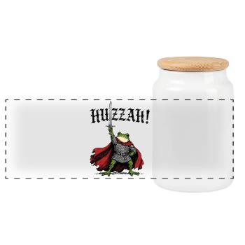 Huzzah Medieval Frog Knight - Panoramic Cookie Jar with Wooden Lid - white - Front