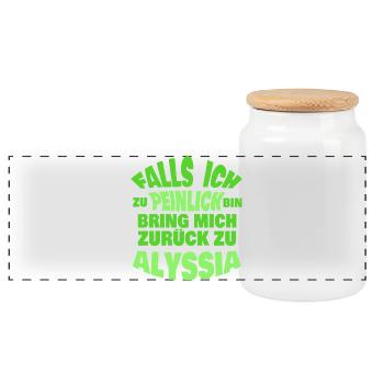 Geschenk für Alyssia - Panorama Keksdose mit Holzdeckel - Weiß - Vorne