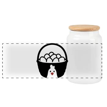 Egg Basket Chicken Icon - Panoramic Cookie Jar with Wooden Lid - white - Front