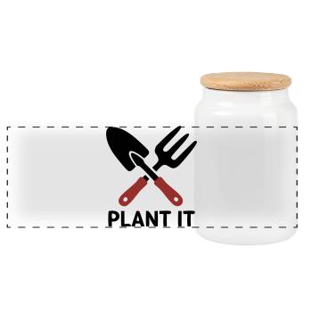 Logo Plant It d’outil de jardin - Boîte à biscuits avec couvercle en bois - blanc - Devant
